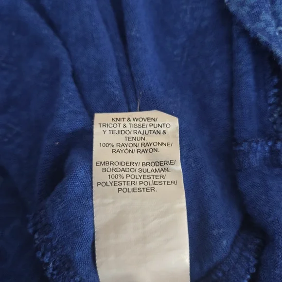 Lucky Brand Blue Embroidered Boho High Low Top Medium - Picture 7 of 7